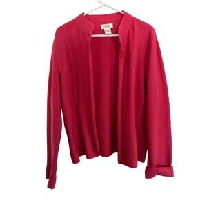 Talbots Pink Long Sleeve 100% wool Cardigan Sweater Size Large